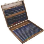 Cassetta in legno Derwent Inktense - 48 matite colorate effetto inchiostro